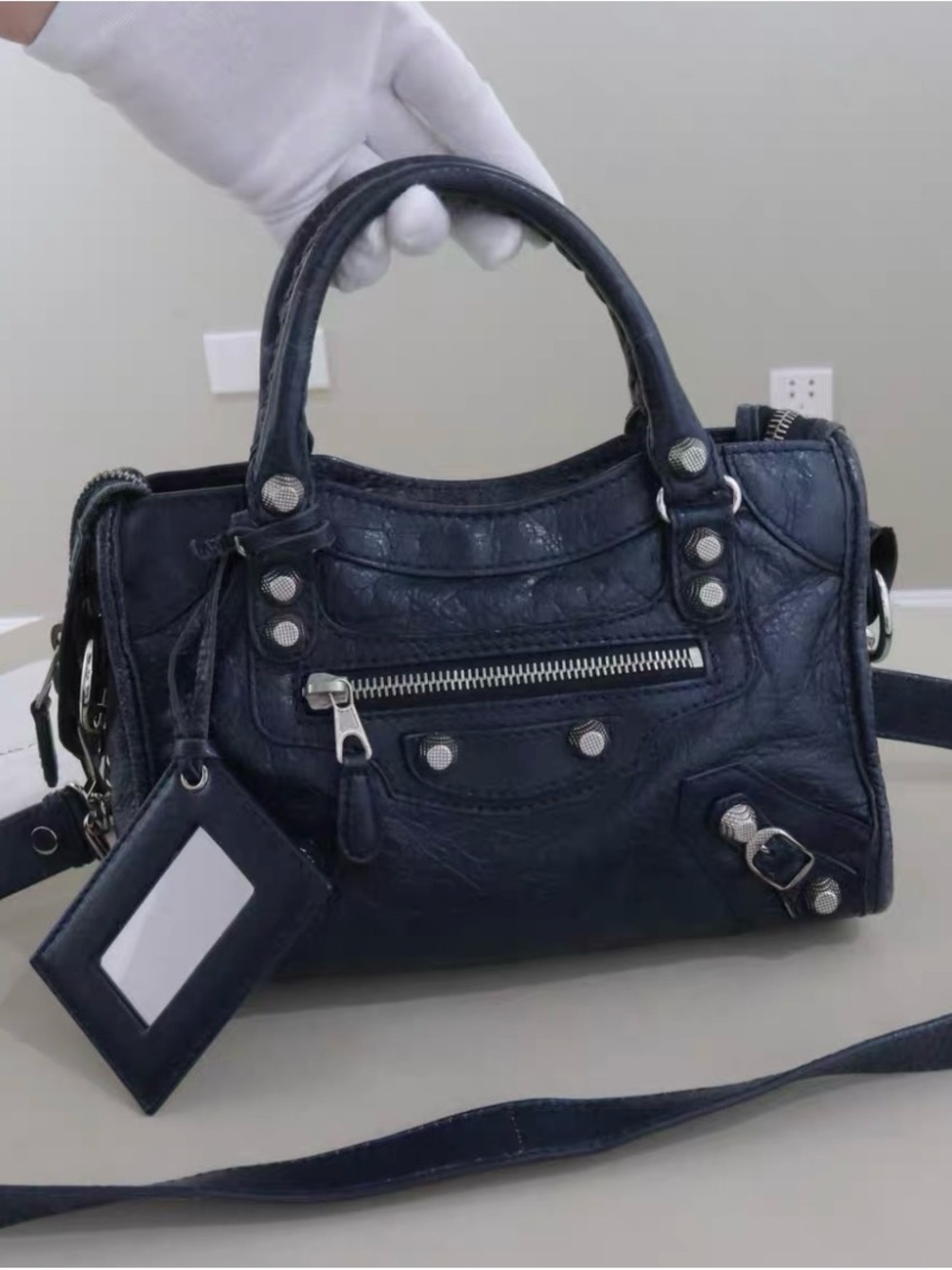 Balenciaga Leather Mini City Bag with Silver Hardware